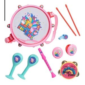 Peppa Pig Party Drum Set, 10-Pieces, 6 Musical‎ Instruments, Pretend Play, Music